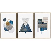SIGNWIN 3 Piece Framed Canvas Wall Art Abstract Geometry Canvas Prints Home Artwork Decoration for Living Room,Bedroom - 16