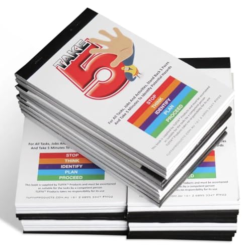 TUFFA Take 5 Safety Books, Workplace Hazard Assessment, Accident Prevention, 30-Pack Books. Pocket Sized