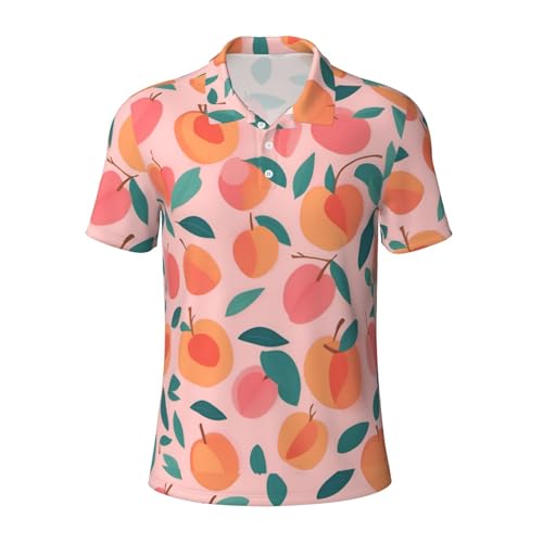 Polo homme rose motif pêche à manches courtes respirant