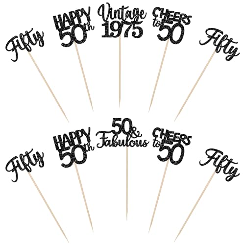 Image of 15 PCS Black 50th Birthday Centerpiece Sticks Fifty Happy 50th Vintage 1976 Table Flower Centerpieces Sticks Cheers to 50 Fabulous Floral Decorations for 50th Birthday Party Centerpieces Supplies