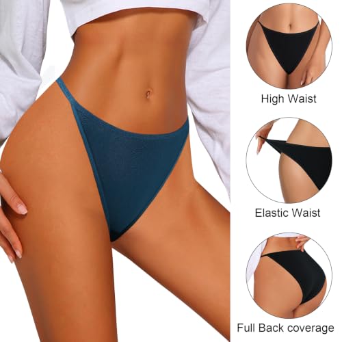 Image of Eiggam Women's Cotton Bikini Panties,High-Cut Full Coverage Stretch Cool Underwear for Women