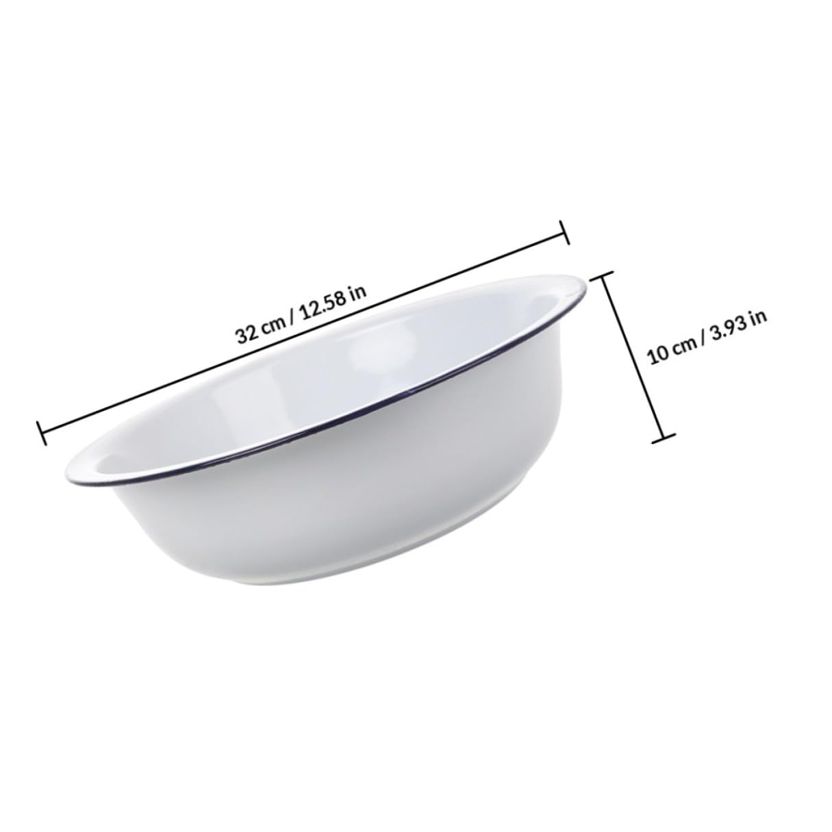 DOITOOL Ciotola Smaltata da Cucina Bianca 32 Cm, Ciotola per Pasta Multiuso in Smalto Spesso, Bacinella per Lavare e Servire, per Preparazione Alimenti e Uso Domestico