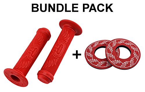 SE Bikes Wing Grips Bundle 2 Items: SE Wing Grips with SE Wing Donuts (Red)
