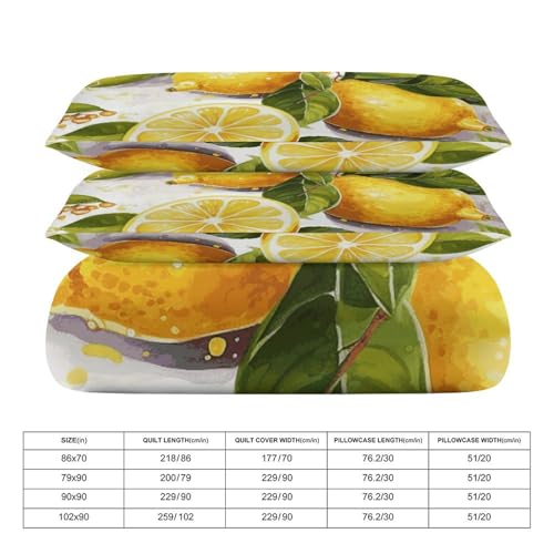 Parure de lit haut de gamme ultra douce 3 pièces avec linge de lit citron - 3
