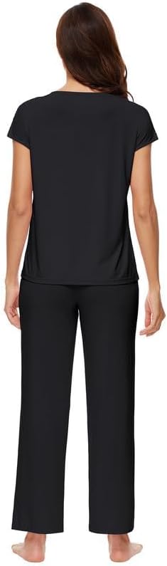 WiWi Soft Pajama Set for Women Short Sleeve Viscose from Bamboo Sleepwear Lightweight Loose Pajamas Pjs Sets S-XXL - Image 3