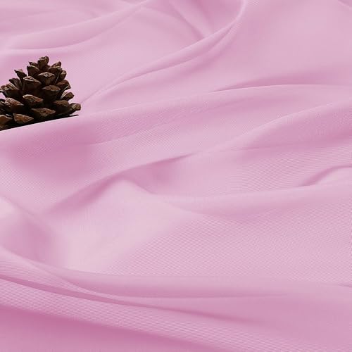 Image of OVZME Light Pink Bedroom Curtains 96 Length for Farmhouse, 59 Inch Extra Wide Light Filtering Voile Drapes Light Airy Window Decor for Patio Door Living Room Bedroom Dining, 59Wx96L Inches