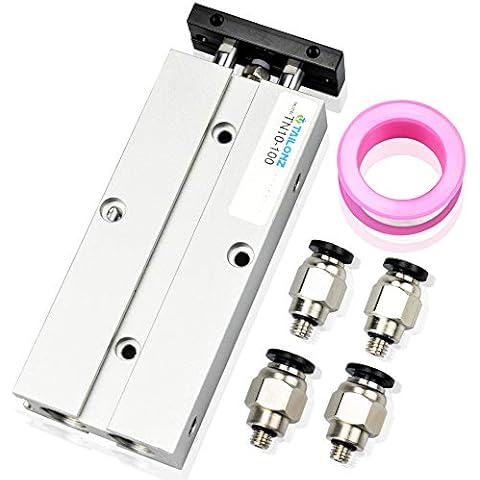 TAILONZ PNEUMATIC 10mm Bore 100mm Stroke Double-Rod Double-Acting Aluminum Pneumatic Air Cylinder TN10-100 Cover