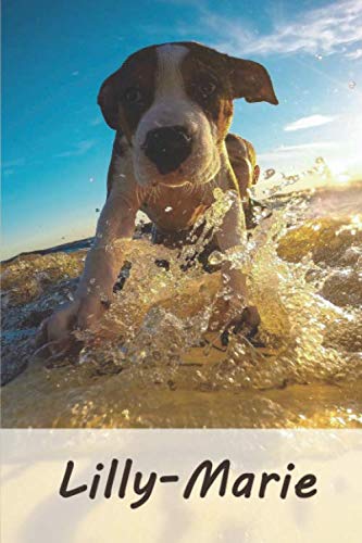 Lilly-Marie: Tagebuch / Journal Personalisiertes Notizbuch Lilly-Marie - individuelles Namensbuch mit Hunde Motiv | DIN A5 100 Seiten | liniert