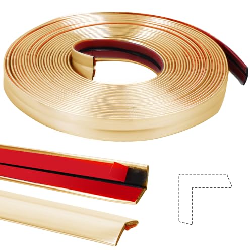 Peel and Stick Wall Trim Molding, 33ft×0.8in Self Adhesive Wall Corner Guard & Edge Protector Inside Outside Corner Molding for Home Decoration, Wall Edge Corner Protector and Wall Repair - Gold