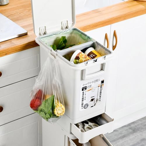 Thrink Dry and Wet Separation Trash Can, Vertical Waste Separation System with Wheels, Rubbish Trash Garbage Can, Kitchen Recycling Pedal Bin Waste with Large Recycle Compartments (32L) - Image 4