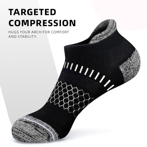 IRAMY Light Compression Socks for Women Arch Support Athletic Cushioned Anti-Blister Comfort Running Ankle Socks 3 Pairs
