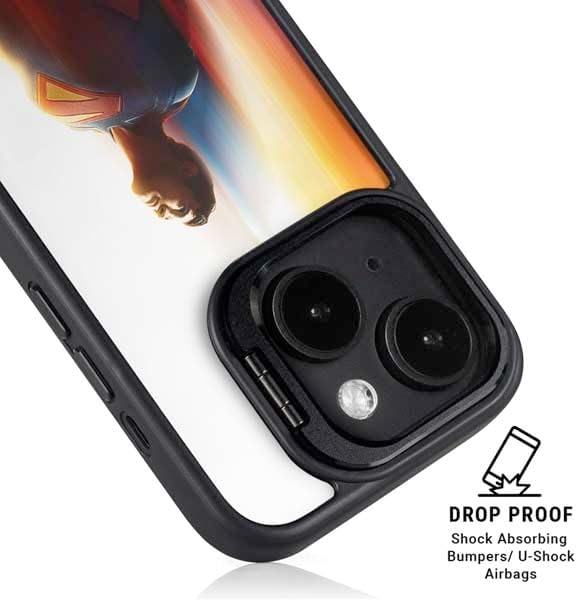 Skinit Kickstand Phone Case Compatible with iPhone 15 - Officially Licensed Superman 2025 Man of Steel Ascension Heroic Glow Design
