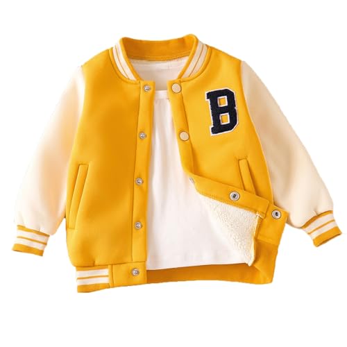 Kids Letterman Varsity Bomber Jacket, Yellow, Age 1-2