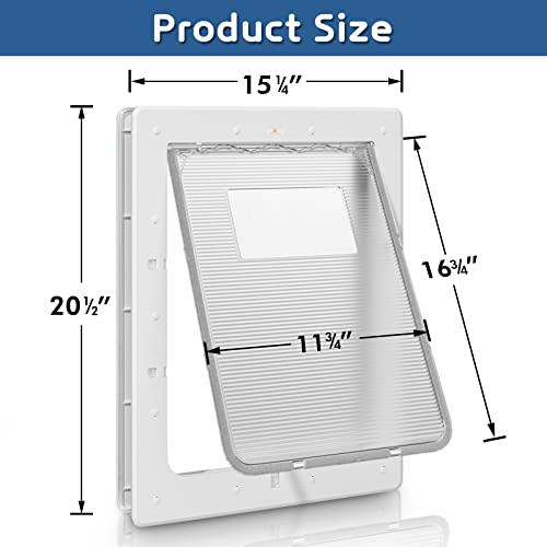 Dog Door, Plastic Pet Door By Petouch, 16.7" X 11.7" Inner Frame For Large Dog And Pets, Easy To Install, 2-Way Locks, Durable Frame Doggy Door For Door, Screen & Wall, White Doggie Door, Large #TOP1