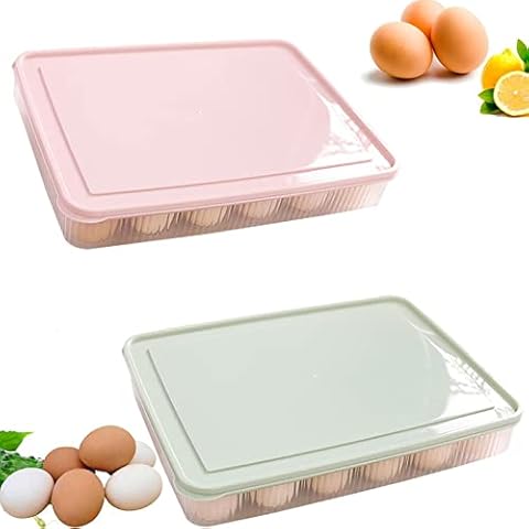 HomeDejavu 2 PCS Eggs Storage Box Transparent Egg Box Non Slip Eggs Container Egg Holder with Lid for 24 Eggs Keep Egg Fresh for Refrigerators Freezers Tableware Kitchen Cabinets Camping and Picnics Cover