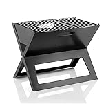 RESCH 502598 mobiler Holzkohle Grill klappbar, Edelstahl Tischgrill tragbar, Holzkohlegrill ideal für unterwegs, 46x28x36 cm