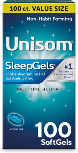Image of Unisom Nighttime Sleep-Aid Gels, Diphenhydramine HCI 50mg, 100 Count (Pack of 12)