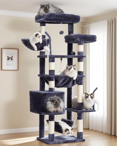 Cat Tree, Cat Tower for Large Cats with 2 Big Platforms, 2 Basket...