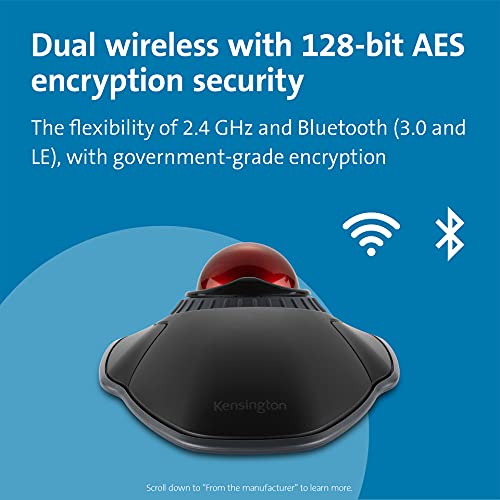 Image of Kensington Expert Wireless Trackball Mouse (K72359WW) Black, 3.5 inch x 6.1 inch x 8 inch & Orbit Wireless Trackball with Scroll Ring - Black-Red (K70990WW),