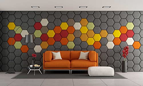 Image of YGM Acoustic Foams Professional Hexagon Acoustic Foam Panels, Absorption Panel, 12 X 12 X 1 inch High Density Edge Wall Tiles for Acoustic Treatment (Red, Set of 5)