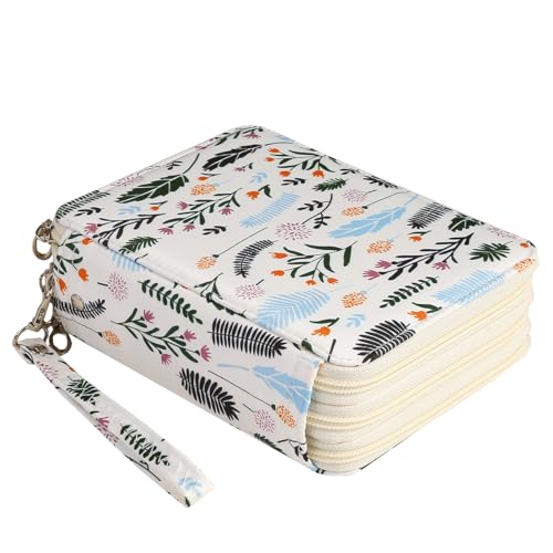 Image of Portable Colored 72 Slots Pencil case Organizer with Printing Pattern for Watercolor Pens or Markers, Pencil Case Organizer for Artist