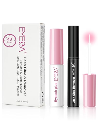 EMEDA Kit Colle Faux Cils & Dissolvant pour Extensions DIY : Colle Longue Tenue 48H Waterproof Sans Latex + Dissolvant Rapide pour Cils en Bande, Clusters ou Individuels - avec Brosse de Remplacement