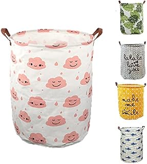 vr idea Fashion Collapsible Laundry Baskets Fabric Washing Basket Laundry Hamper 63L Capacity (Cloud)