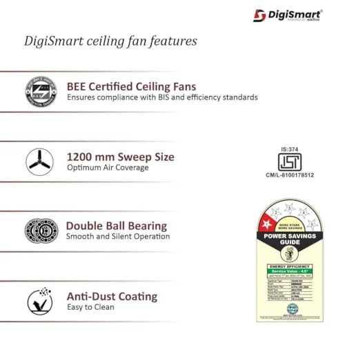Image of DIGISMART 390 RPM High Speed 1200mm BEE Approved One Star Rating,Apsra Ceiling Fan with 2 Year Warranty (Brown)