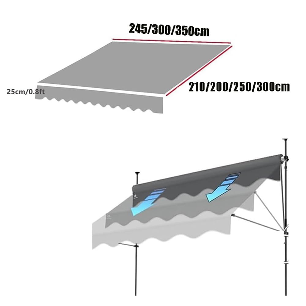 Wysuwany zewnętrzny baldachim przeciwsłoneczny, zapasowy materiał, ochrona przed promieniowaniem UV, do patio, kawiarni, balkonu, fioletowa pokrywa górna, 2,45 x 2,1 m, łatwy montaż
