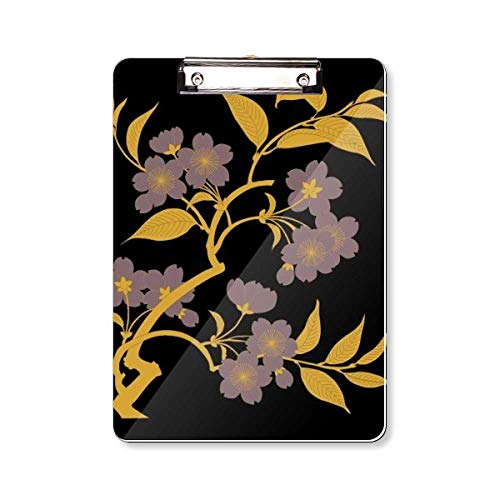 Presse-papiers A4 peinture japonaise culture noir fleur avec dossier écriture
