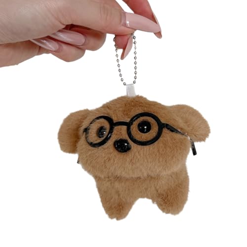 eglixu for AirPods Pro 3 Earphone Case (2025),Cute Kawaii Brown Plush Glasses Dog Designs,Soft Shockproof Protective Cover for Apple AirPods Pro 3rd Gen for Boys Girls