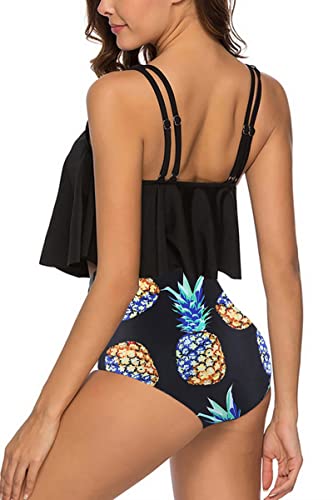Image of Women High Waisted Bikini Swimsuit Flounce Vintage 2 Piece Bathing Suits