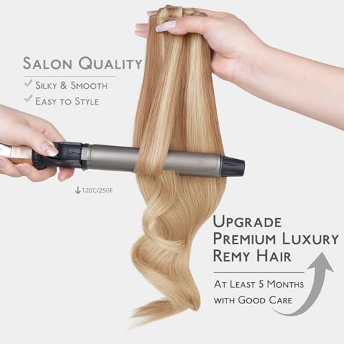 Image of WENNALIFE Invisible Edge Seamless Clip in Hair Extensions Real Human Hair | 18'' 130g 7pcs Light Ash Brown. Ultra-Thin PU Weft, Easy, Comfortable Clip in Luxury Remy Hair Extensions