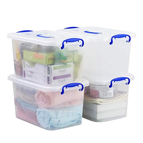 Minekkyes Caja de PláStico con Tapa Transparente, Paquete de 4 Contenedor de Almacenamiento Cover