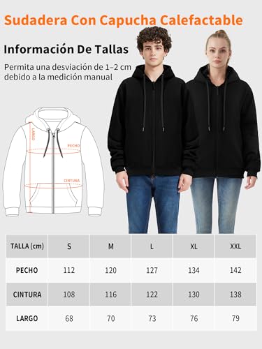 Sudadera con capucha calefactable de 9 zonas con batería para invierno 6