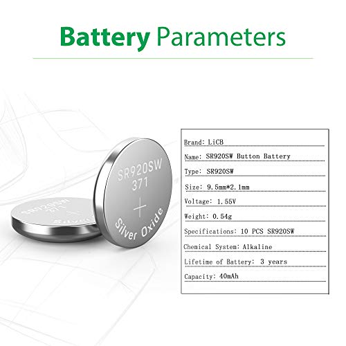 Licb 10 Pack 371 Sr920Sw Watch Battery,Long-Lasting & Leak-Proof,High Capacity Silver Oxide 1.55V Button Cell Batteries For Watch #TOP1