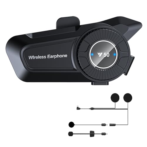 Casco Moto Auricolare, Y50 Cuffie per Caschi da Moto per Persona Singola wireless 5.3 Impermeabile...