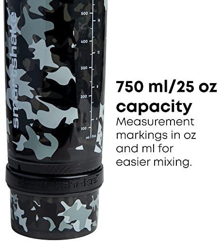 Smartshake Revie Protein Shaker Bottle 750 ml | Leakproof Gym Shaker Drink Bottle for Protein Shakes | BPA Free Protein Powder Shaker Cup for Men & Women | Camo Black - Image 2