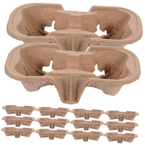KICHOUSE 50pcs Paper Drink Holder Tray Cup Carrier for Takeout Beverages for Outdoor Use Paper Material Stable Beverage Packaging for Picnics and Restaurants