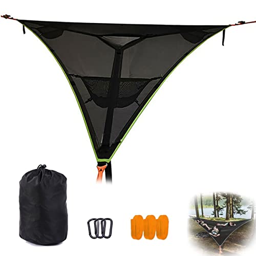 Triangle Hammock, Multi Person Portable Hammock, Outdoor Camping Aerial Hammock 3 Point,for Travel Backyard Garden Camping (Black,400x400x400CM)