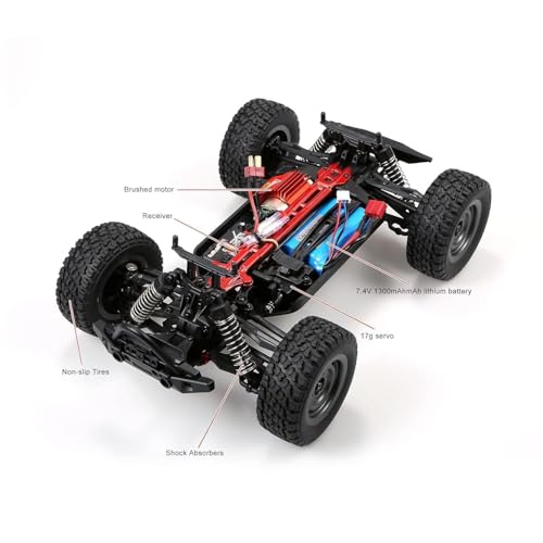 Image of 1:16 Scale All Terrain Remote Control Car, 4X4 High Speed 40 Km /h RC Truck 1 Rechargeable Batteries Waterproof Monster RC Crawlers with LED Light for Kids Boys (Remote Control Off-Road Truck)