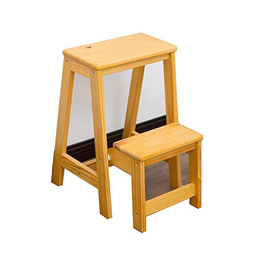 Échelle portative pliante en bois brut et escabeau double usage - 2