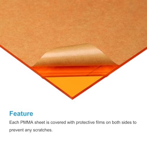 Image of MECCANIXITY 5 Pcs PMMA Acrylic Sheets Colored Transparent 12 x 8Inch Fluorescent Orange Acrylic Sheets for DIY Projects, Art, Crafting, Laser Cutting & Engraving