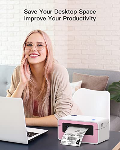 Polono Shipping Label Printer, Pl60 4X6 Thermal Printer, Shipping Label Printer For Small Business, Sticker Printer Compatible With Shopify, Ebay, Ups, Amazon, Etsy, Support Windows, Mac (Pink) #TOP3
