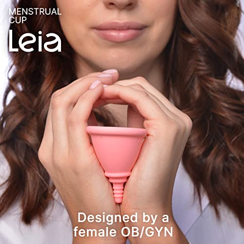 Image of Leia Premium Soft Menstrual Cup with Metal Carrying Case | OB /GYN Designed | Low Cervix | Firm Rim | Muscle Support | Cups for Teens | Compact (Medium)