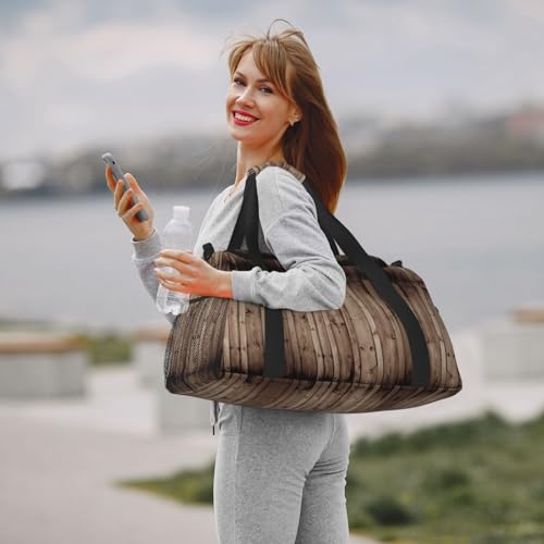 Bolsa de viaje de grano de madera grande y plegable con tejido impermeable para el gimnasio 7