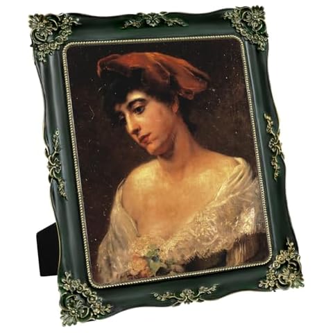 FJXMFRAME Vintage 8x10 Picture Frame Antique Ornate Picture Frames for Tabletop & Wall Display, Hand-Crafted Baroque Frames 8x10 or Matted to 5x7 Photo (8x10 inch, Green) Cover