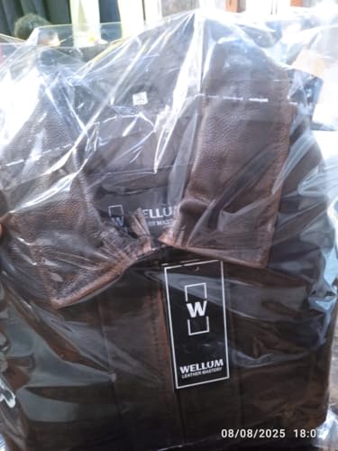 Men's Casual Vintage Genuine Real Brown Cowhide Aviator Military Biker Classic Coat Slim Fashion Fit Leather Jacket 6