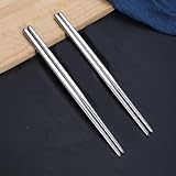 Chopsticks 2 Pair Reusable Chop Sticks, Metal Chopsticks, Stainless Steel Chopstick, Easy Clean Dishwasher Safe