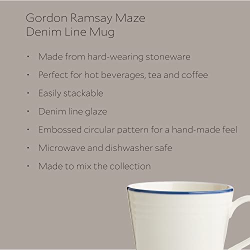 Royal Doulton Mugs, Stoneware, Designed to Mix & Match, Gordon Ramsay Maze Mug 400ml/13.5flo,z Denim Line, Set of 4, Blue - Image 2
